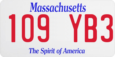 MA license plate 109YB3