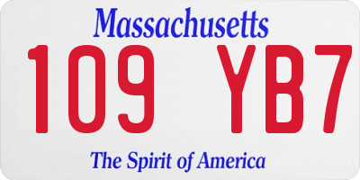 MA license plate 109YB7