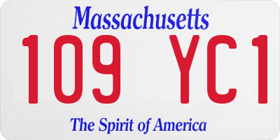 MA license plate 109YC1