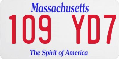 MA license plate 109YD7