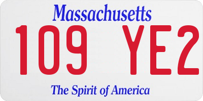MA license plate 109YE2