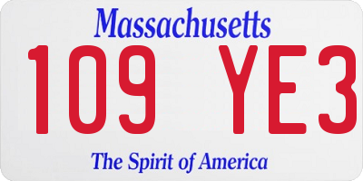 MA license plate 109YE3