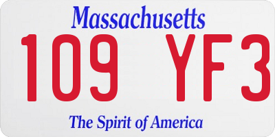 MA license plate 109YF3