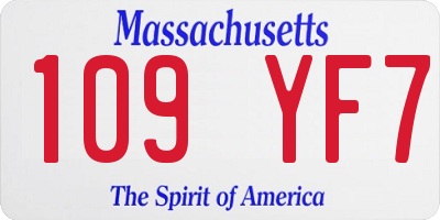 MA license plate 109YF7