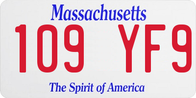 MA license plate 109YF9