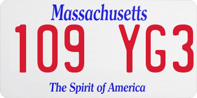 MA license plate 109YG3