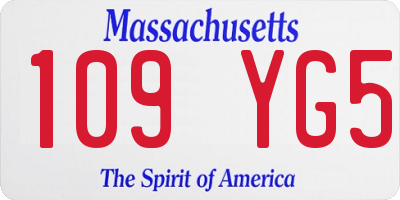 MA license plate 109YG5
