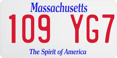MA license plate 109YG7