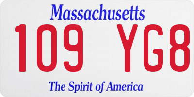 MA license plate 109YG8