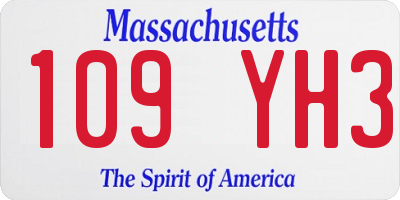 MA license plate 109YH3