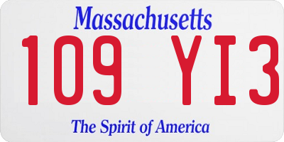 MA license plate 109YI3