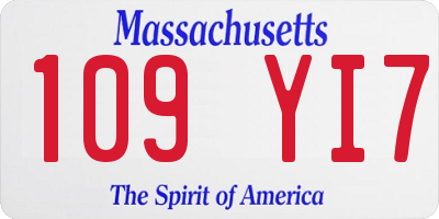 MA license plate 109YI7