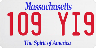 MA license plate 109YI9