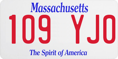 MA license plate 109YJ0