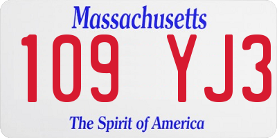 MA license plate 109YJ3