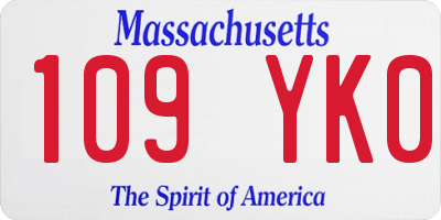 MA license plate 109YK0