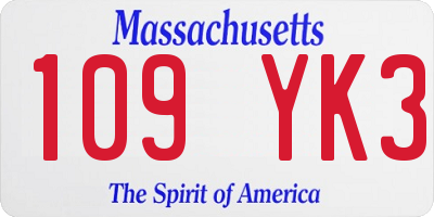 MA license plate 109YK3