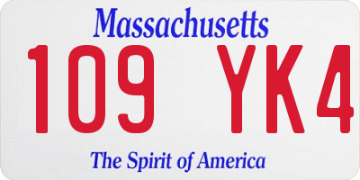 MA license plate 109YK4
