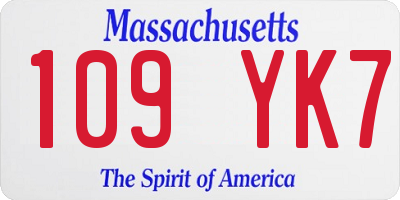 MA license plate 109YK7