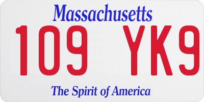 MA license plate 109YK9
