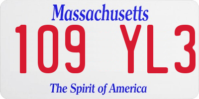 MA license plate 109YL3