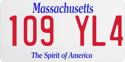MA license plate 109YL4