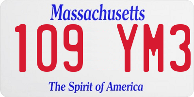 MA license plate 109YM3