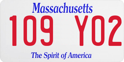 MA license plate 109YO2