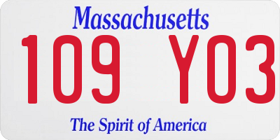 MA license plate 109YO3