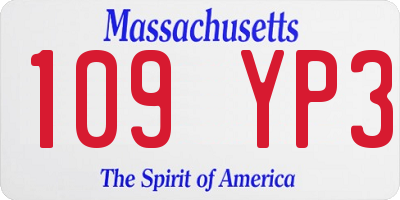 MA license plate 109YP3