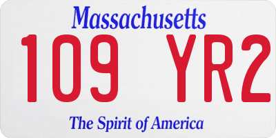 MA license plate 109YR2