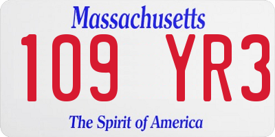 MA license plate 109YR3