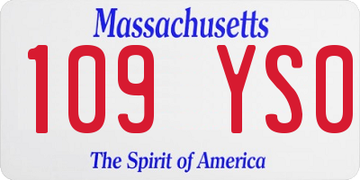 MA license plate 109YS0