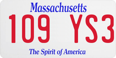 MA license plate 109YS3