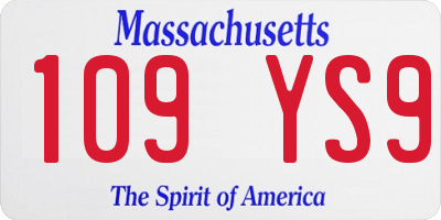 MA license plate 109YS9