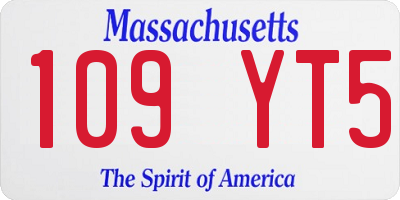 MA license plate 109YT5