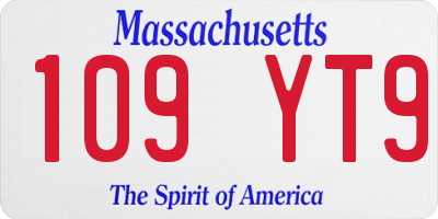 MA license plate 109YT9