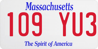 MA license plate 109YU3