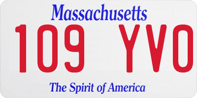 MA license plate 109YV0