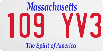 MA license plate 109YV3