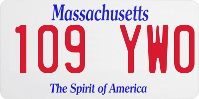 MA license plate 109YW0