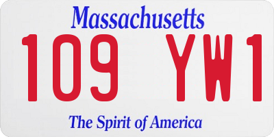 MA license plate 109YW1