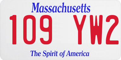 MA license plate 109YW2