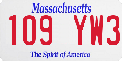 MA license plate 109YW3