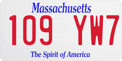 MA license plate 109YW7