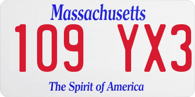 MA license plate 109YX3