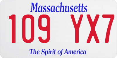 MA license plate 109YX7