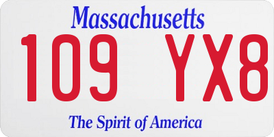 MA license plate 109YX8