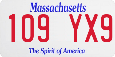 MA license plate 109YX9