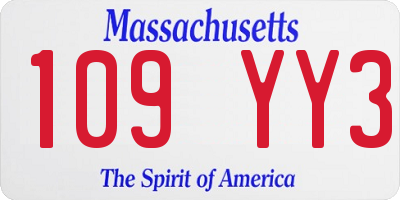 MA license plate 109YY3